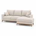 Sofa narożna z szezlongiem prawostronnym 260 cm x 160 cm x 85 cm tkanina poliestrowa beżowa drewniane nogi