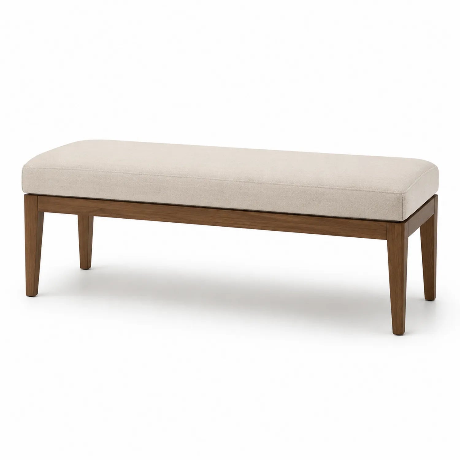 Ławka do przedpokoju tapicerowana 120 cm x 40 cm x 45 cm tkanina poliestrowa beżowa drewno kauczukowe