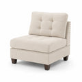 Sofa jednoosobowa tapicerowana 80 cm x 82 cm x 88 cm tkanina poliestrowa beżowa drewniane nogi ciemnobrązowe bez podłokietników pikowana