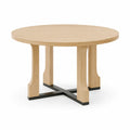 Stół jadalniany okrągły 120 cm MDF okleina dąb naturalny stal czarna