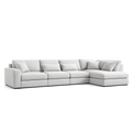 Sofa narożna modułowa L 300 cm x 170 cm x 85 cm tkanina poliestrowa jasnoszary biały z szezlongiem prawostronnym