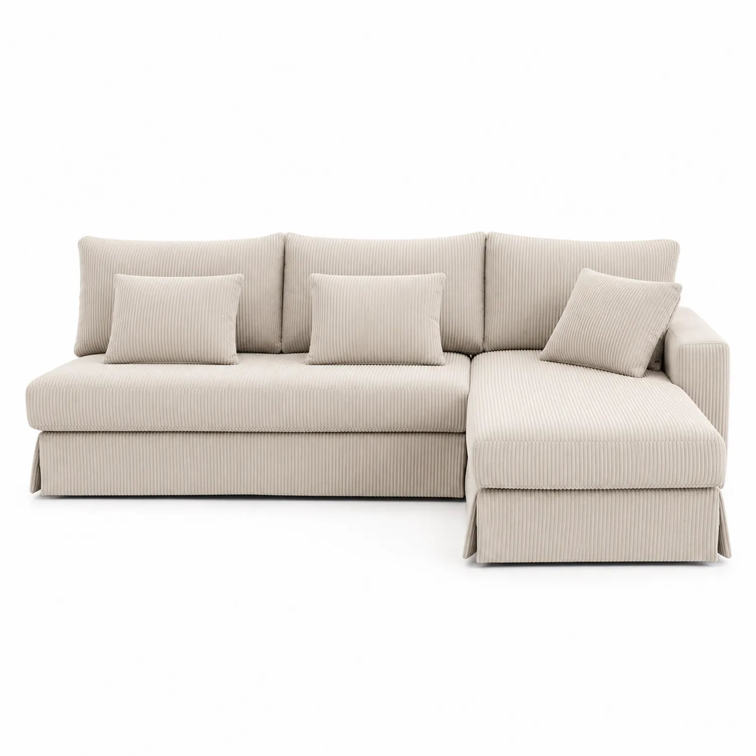 Sofa narożna modułowa z szezlongiem 260 cm x 160 cm x 85 cm tkanina sztruksowa beżowa