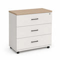 Mobilna szafka kartotekowa 3 szuflady 80 cm x 40 cm x 72 cm płyta laminowana biały dąb naturalny czarny