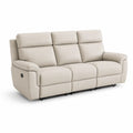 Sofa 3-osobowa rozkładana 210 cm x 95 cm x 105 cm tapicerka PU beżowa elektryczna funkcja relaks i regulowane zagłówki