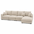 Sofa narożna modułowa L z szezlongiem prawostronnym 290 cm x 170 cm x 85 cm tkanina poliestrowa beżowa