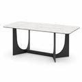 Stół jadalniany 180 cm x 90 cm x 75 cm MDF efekt marmuru prostokątny zaokrąglone krawędzie biały marmur czarny