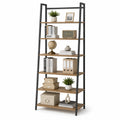 Regał stojący 5 półek regał biblioteczka płyta wiórowa laminowana stal malowana proszkowo trapezowy jasny dąb czarny 80 cm x 30 cm x 180 cm
