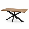 Stół jadalniany prostokątny 160 x 90 x 75 cm MDF fornir dębowy naturalny dąb podstawa stalowa krzyżowa X czarna