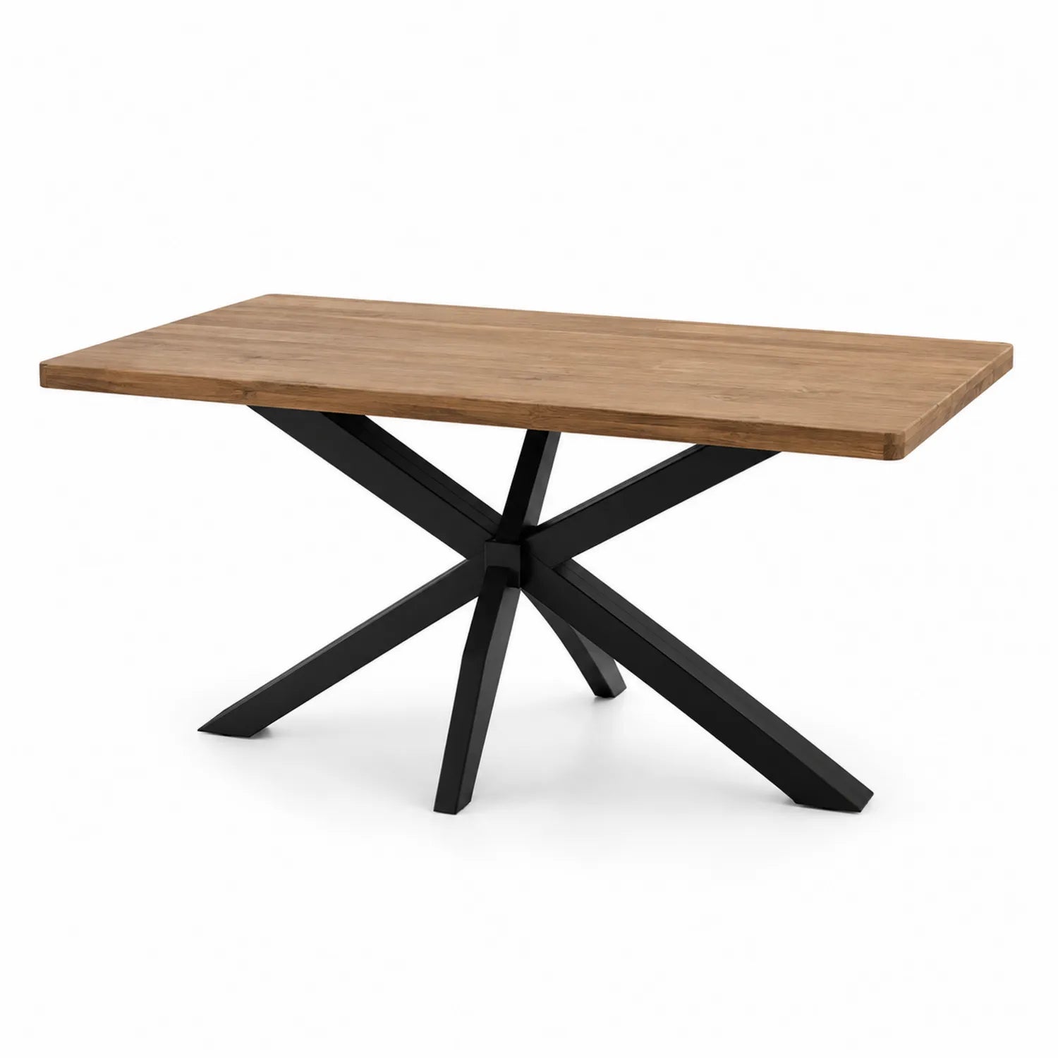 Stół jadalniany prostokątny 160 x 90 x 75 cm MDF fornir dębowy naturalny dąb podstawa stalowa krzyżowa X czarna