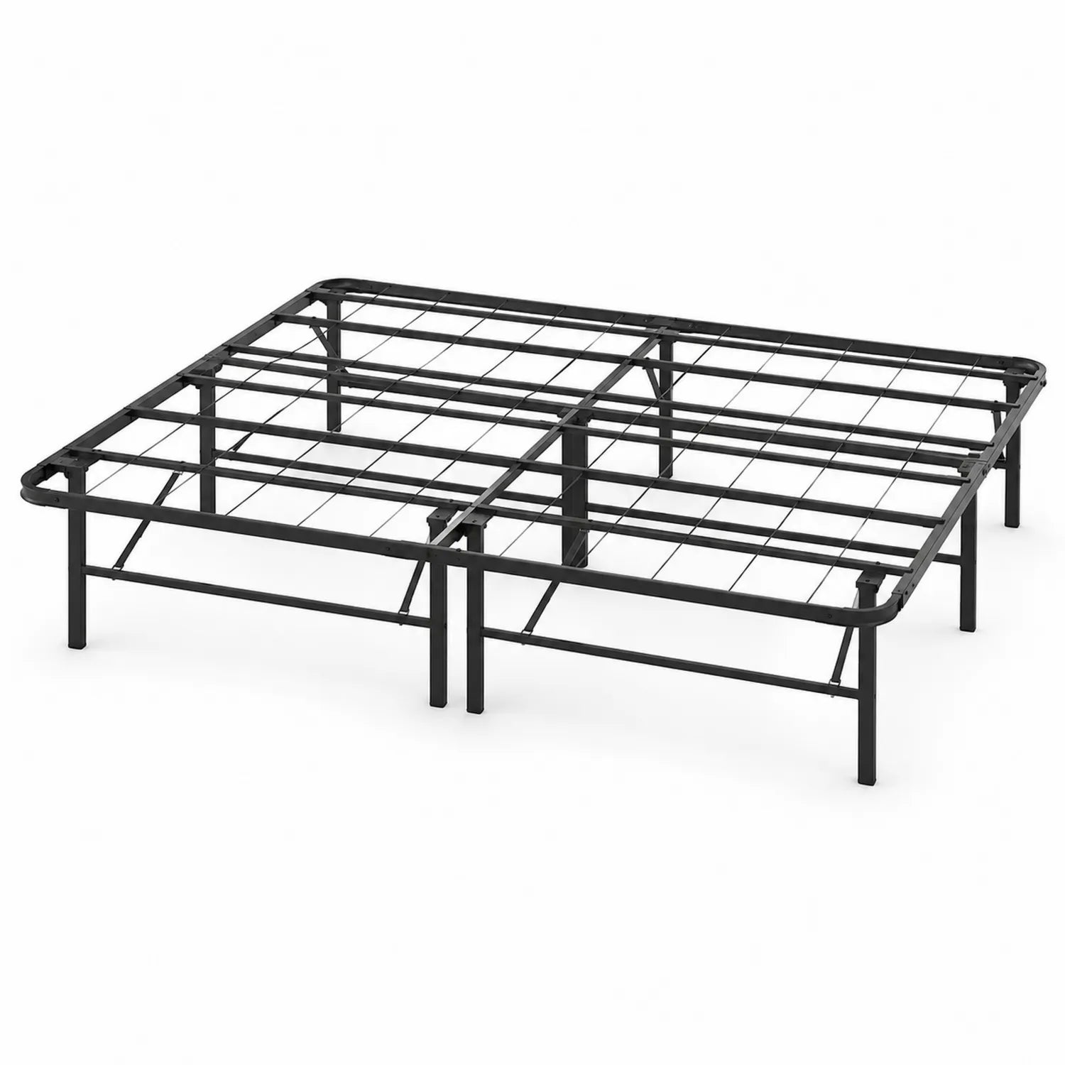 Łóżko metalowe stelaż 160 cm x 200 cm rama stalowa czarna prostokątne platforma listwowa