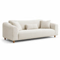 Sofa 3-osobowa 210 cm x 90 cm x 85 cm tapicerka tkanina poliestrowa kremowa drewniane nogi
