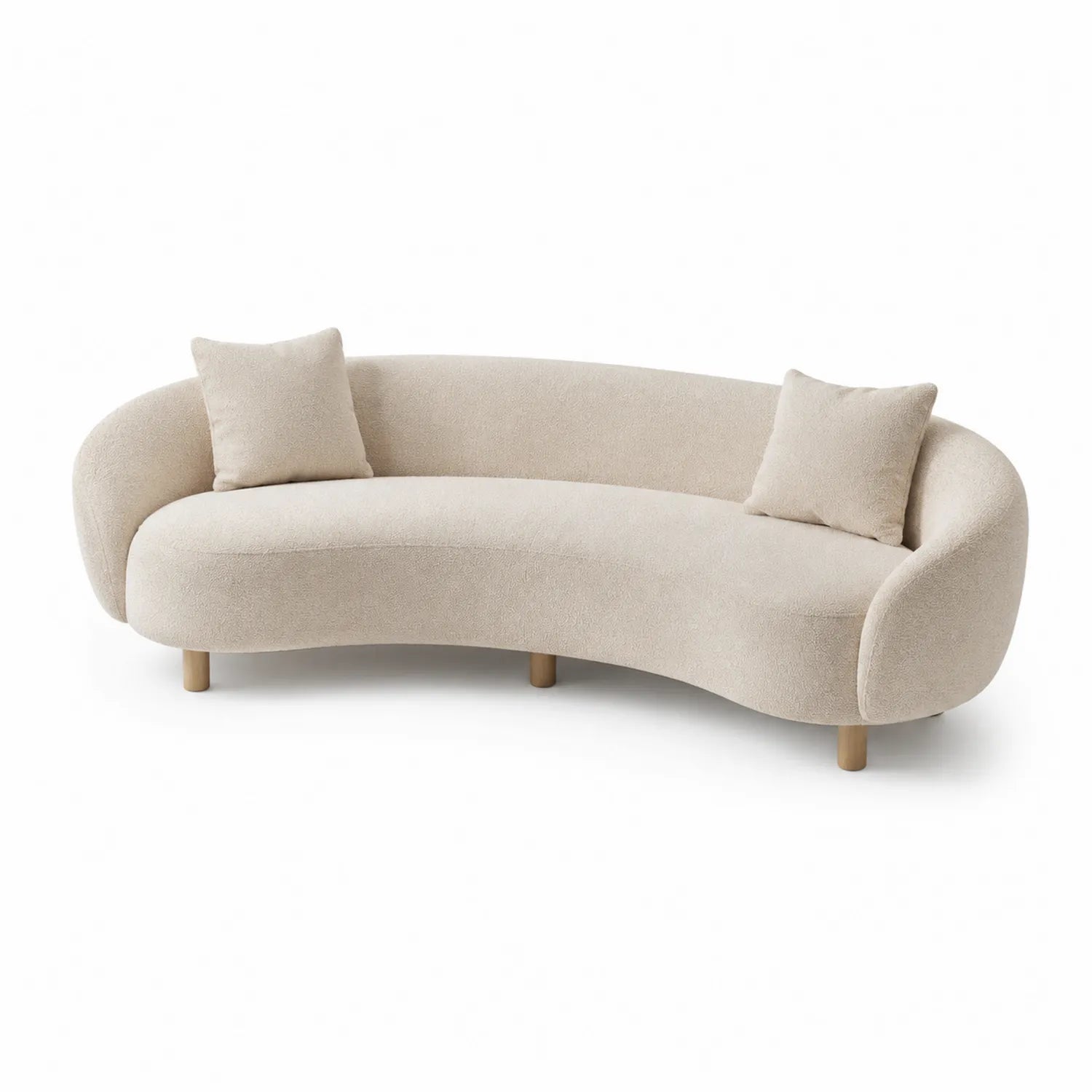 Sofa 3-osobowa zaokrąglona 260 cm x 100 cm x 78 cm tkanina tapicerowana beżowa nowoczesna forma