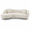 Sofa 2-osobowa zaokrąglona 200 cm x 90 cm x 78 cm tkanina boucle kremowa złote metalowe nogi