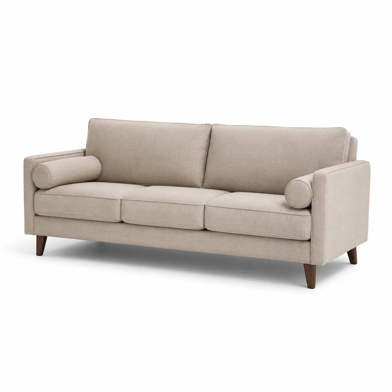 Sofa 3-osobowa 210 x 85 x 80 cm tkanina poliestrowa szara drewniane nogi ciemnobrązowe