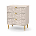 Szafka nocna 50 cm x 40 cm x 70 cm 3 szuflady MDF kremowa złote nogi prostokątna
