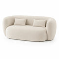 Sofa 3-osobowa zaokrąglona 220 cm x 95 cm x 78 cm tkanina bouclé poliester kremowa