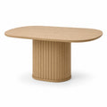 Stół jadalniany owalny 180 x 90 x 75 cm MDF fornir dębowy podstawa ryflowana cylindryczna dąb naturalny