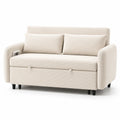 Sofa 2-osobowa rozkładana 150 cm x 88 cm x 86 cm tkanina sztruksowa kremowa z funkcją spania i pojemnikiem