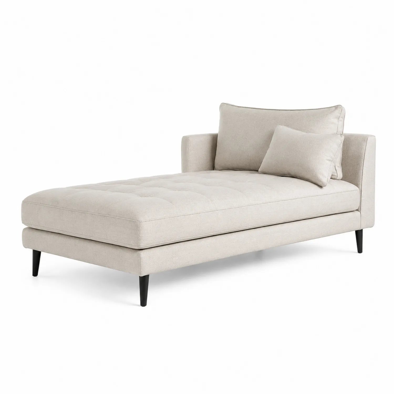 Szezlong 1-osobowy 180 x 90 x 80 cm tkanina poliestrowa beżowy drewniane nogi tapicerowany