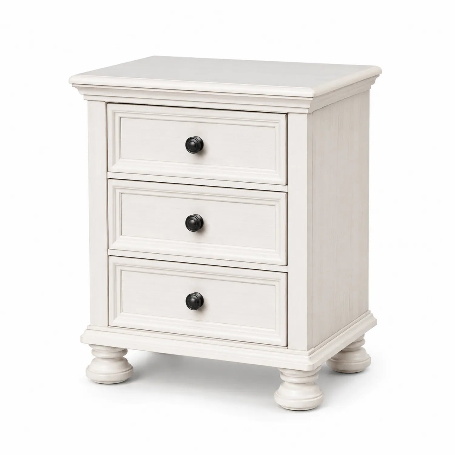 Szafka nocna 3 szuflady 55 cm x 40 cm x 65 cm MDF drewno sosnowe prostokątna kremowa