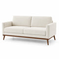 Sofa dwuosobowa 180 x 85 x 82 cm tkanina bouclé poliester kremowa drewniane nogi