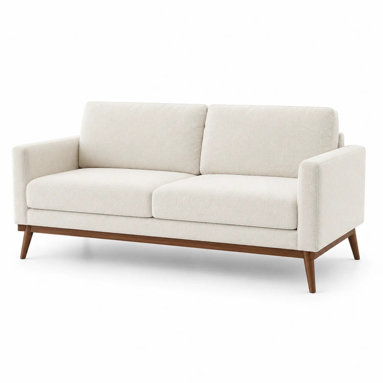 Sofa dwuosobowa 180 x 85 x 82 cm tkanina bouclé poliester kremowa drewniane nogi