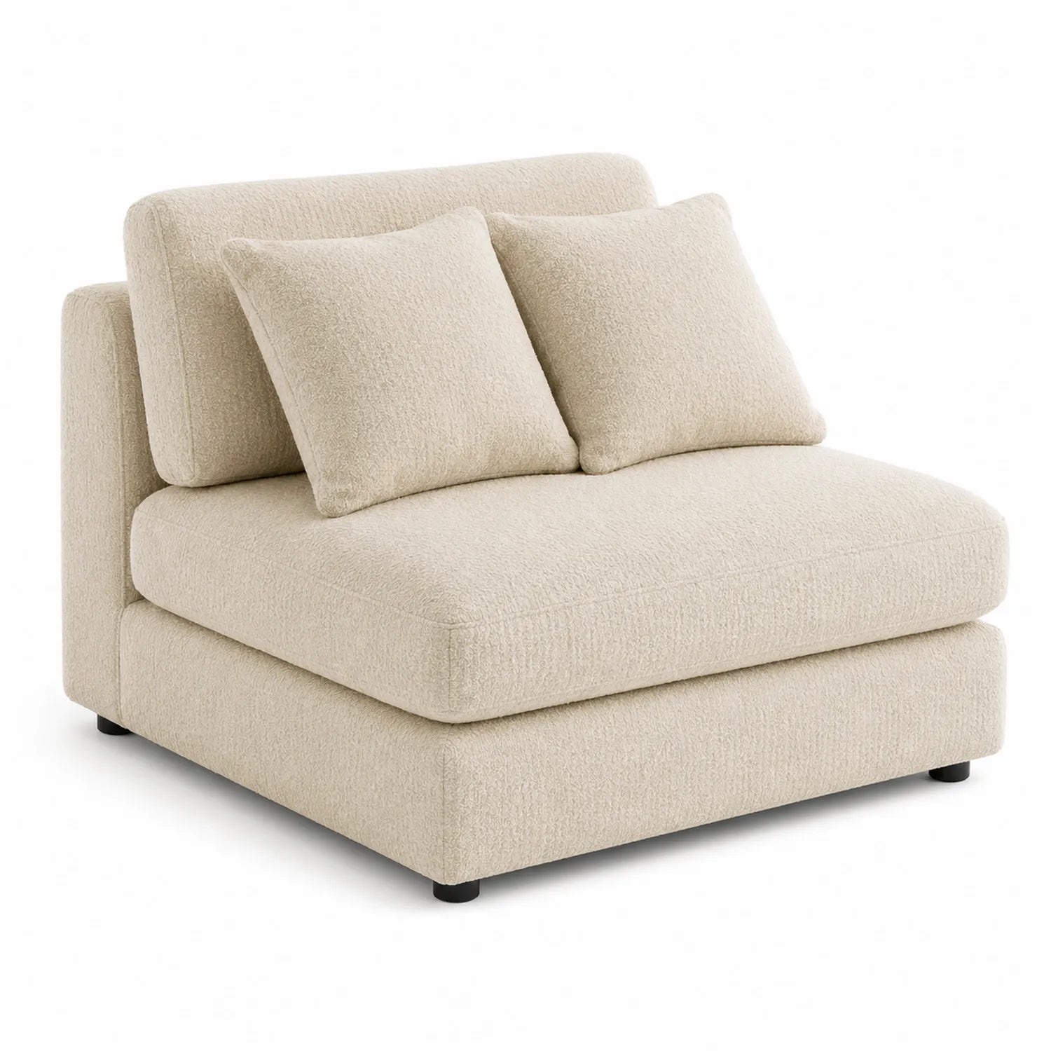Moduł sofy jednoosobowy 110 x 105 x 82 cm tkanina bouclé poliester beżowy bez podłokietników