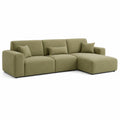 Sofa narożna L 280 x 170 x 85 cm tkanina poliestrowa oliwkowa szezlong prawostronny nowoczesna