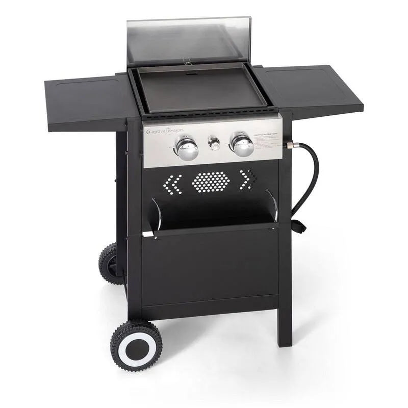 Płonąca Propana Płaska Górna Grill Gazowy, 2 Palnik, Płynna Propana, Czarny