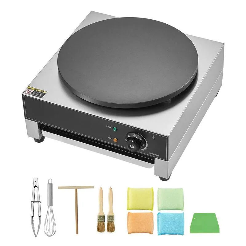 1700-Watt Wat Electric Crepe Maker 1700- Wat, Stal nierdzewna, Wnętrze nonstick, Kontrakty-konstrukcja, 40,6 cm, Srebrny