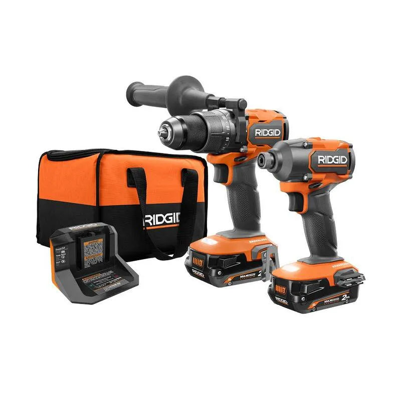 2-Tool RIDGID 2-Zestaw narzędzi Combo, akumulatorowy konstrukcja, 18V, i torba narzędziowa, Sterownik uderzenia, bezszczotkowy