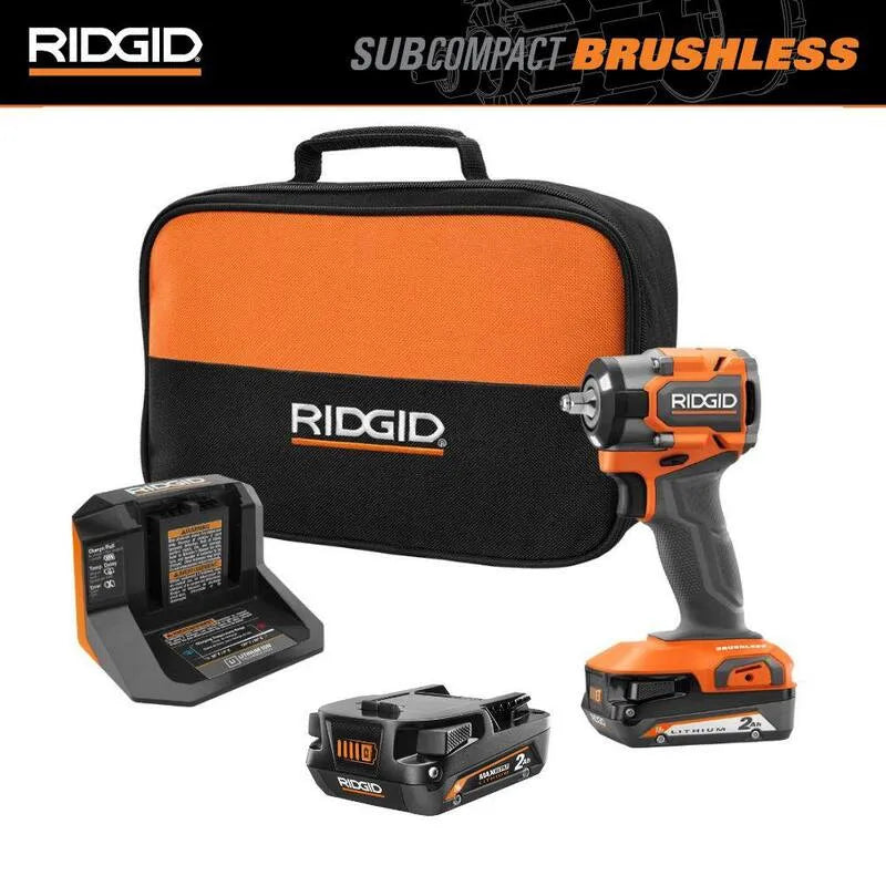 RIDGID DARMOWY 2 zestaw klucz udarowy, 18V, 3 / 20,3 cm, Kompaktowy przenośny projekt, Worek i DARMOWY 2.0 Ah MaX akumulator wyjściowy, Bezszczotkowy