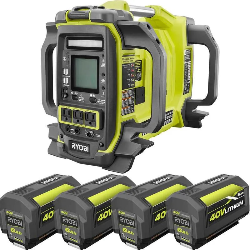 1800-Watt RYOBI 1800- Wat Generator przenośny, 40V, 6.0 Ah Baterie, Kompaktowy projekt przenośny