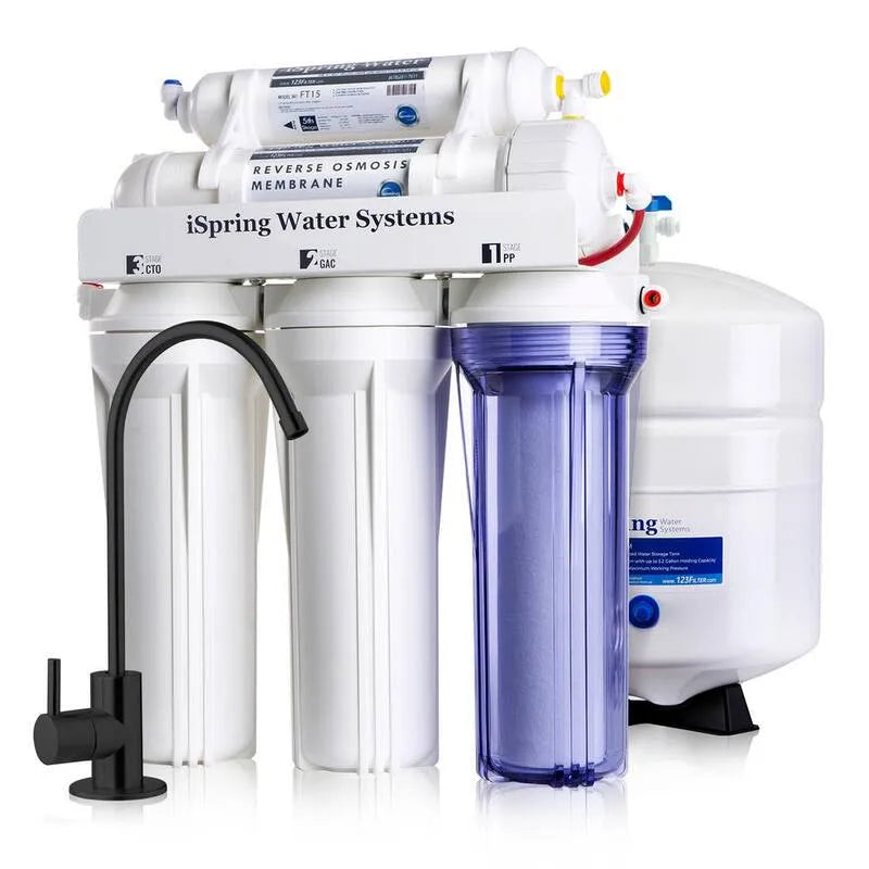 5-Stage System filtrowania wody z odwróconą osmozą, 5- Stage, Redukuje PFAS, czarny Faucet, NSF- Certified