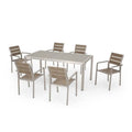 7-elementów Metal Prostokątny Patio do użytku na zewnątrz zestaw jadalniany 7- elementów, 76,2 cm, Cape, Silver