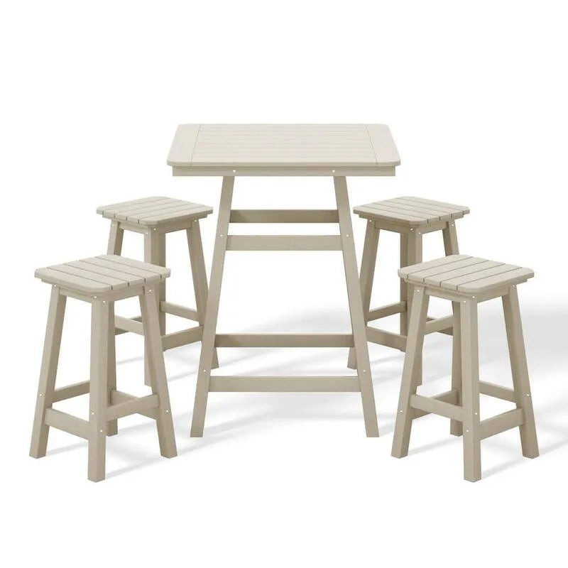 5-elementów Plac Patio Counter Hak Bistro Zestaw 5- Kawałek, dopasowanie Barstools Piasek, Laguna, do użytku na zewnątrz