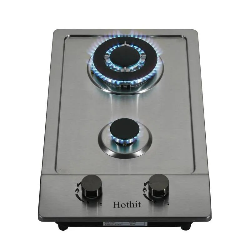 2-Burners Gazowe 2-palniki, 30,5 cm, Melt-Proof metalowe Knobs, Stal nierdzewna