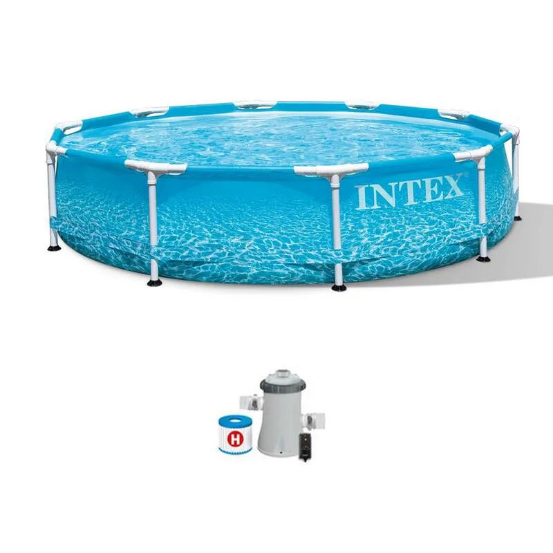 Intex Basen nad morzem z pompą filtracyjną, 10 stóp, 76,2 cm, Stal, Metal