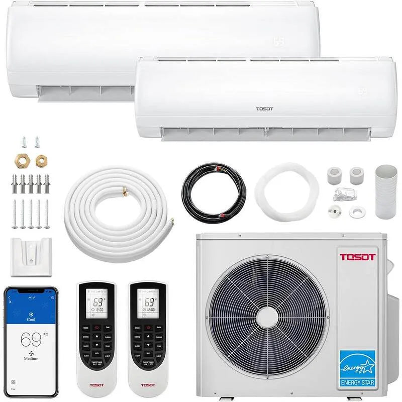 21-SEER2 36000-BTU 24000-BTU System Split 12000 Plus 24000- BTU 36000- BTU, Funkcja ciepła, Dual- Koszyk gotowania, Wifi, 21- SEER2, 36000- BTU Dual- Strefa 230