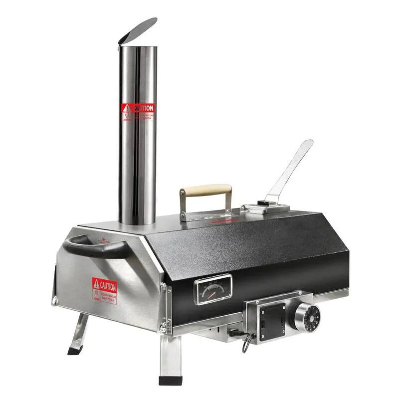 Automatyczne obracanie drewna wypalonego na zewnątrz Pizza Piec, 62 cm, Kompaktowy projekt przenośny, Srebrny