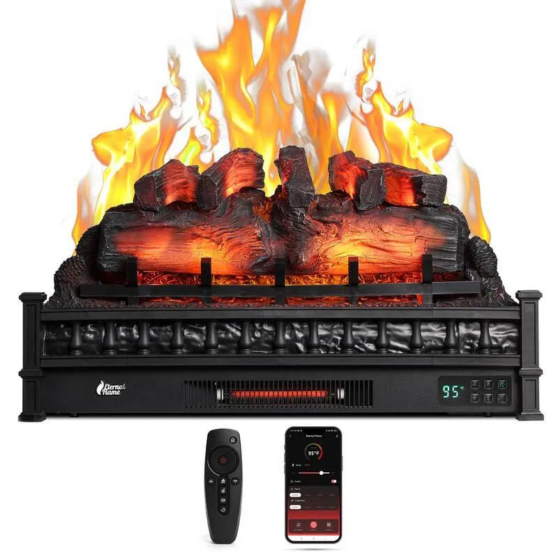 Space Heater, 3810 cm, 76,2 cm, WiFi, Dźwięk Crackling Realistyczne Pinewood, Infrared Technology, Wieczny, Czarny