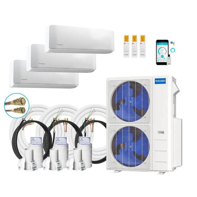 3-Zone 4-Ton MRCOOL 4- Ton Split Mini System, 20.5 SEER, 42000 BTU, 35ft, 3- Strefa, 12K, 18K