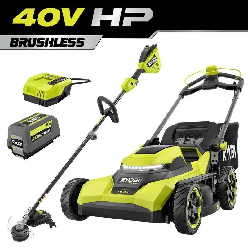 RYOBI Lawn Kosiarka, 40V, 53,3 cm, akumulatorowy konstrukcja, 8.0 Ah, Bezszczotkowy, Bateria, Ładowarka