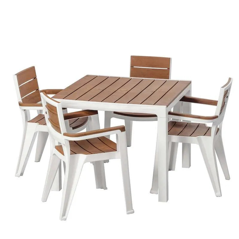 5-elementów Tabela Plac Siedzenia 5-Kawałek, Madera, Kryty, Na zewnątrz, Biały, Brown
