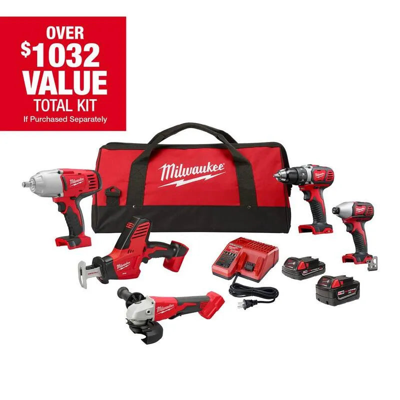 18-Volt Milwaukee 18- Volt Lithium- Ion akumulatorowy Combo Kit, akumulatorowy konstrukcja, Ładowarka i Torba narzędziowa, M18