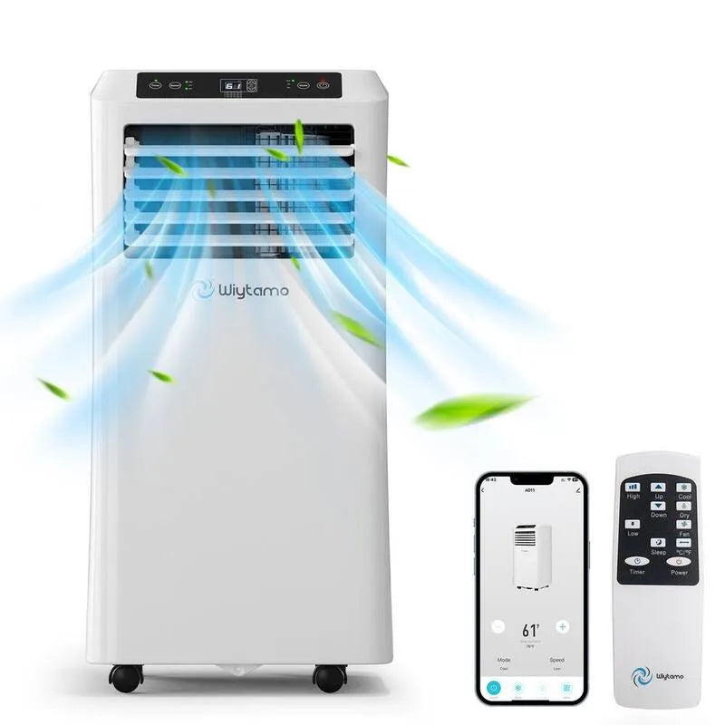 Klimatyzacja, 6500 BTU, WiFi, Kompaktowy projekt przenośny, DOE SACC, w kolorze białym z osuszaczem, 450 m2