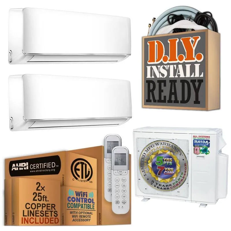 220-Volt System Split 220- Volt, Wall- Mountable, Funkcje cieplne, 2.25 Ton, 27000 BTU