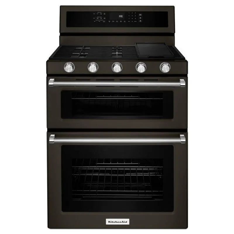 KitchenAid Gaz kuchenny, 6.0 ° C., Samodzielne czyszczenie, Gotowanie konwekcyjne, Czarny