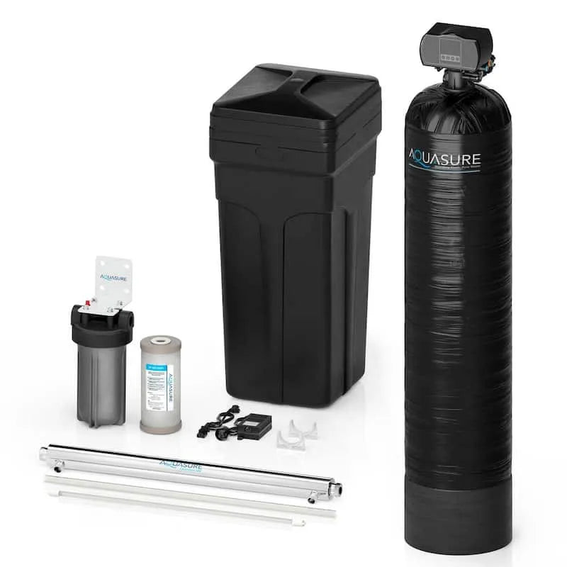 45,4 l/min, Podpis, Seria 64000 ziaren zmiękczacz wody z Quantum Sterylizator UV i Triple Purpose Filtr węgla
