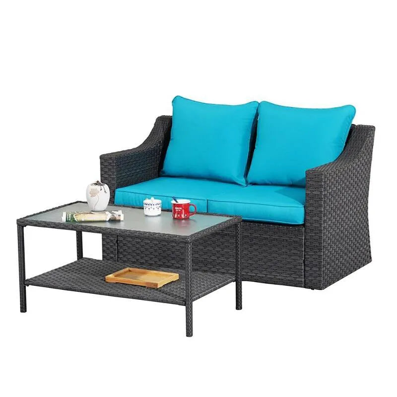 Sofa, Na zewnątrz, Patio, Czarny, Niebieski, Salon